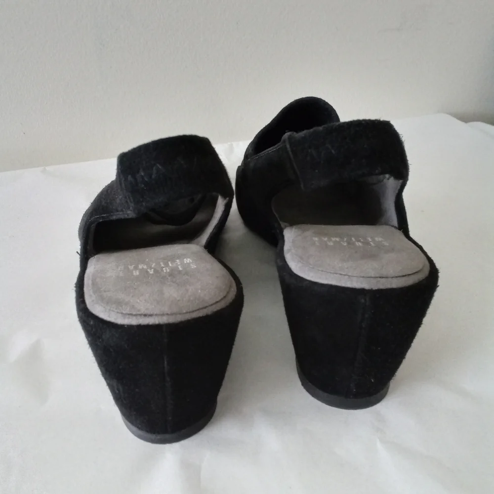 Stuart Weitzman Spando Black Nubuck Suede Strappy Slingback Wedges 7.5 M $398 - Picture 8 of 11